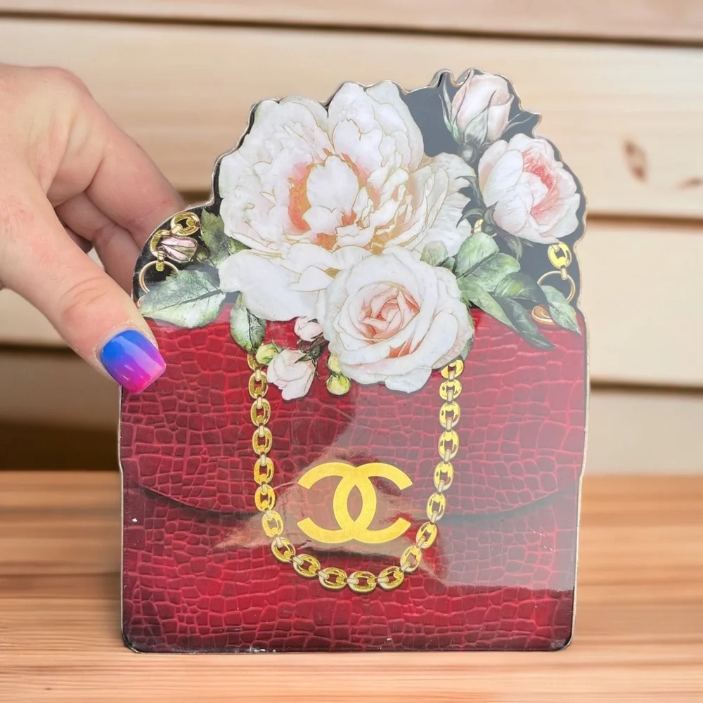 Chanel Purse/Floral Wooden Decor BRAND NEW